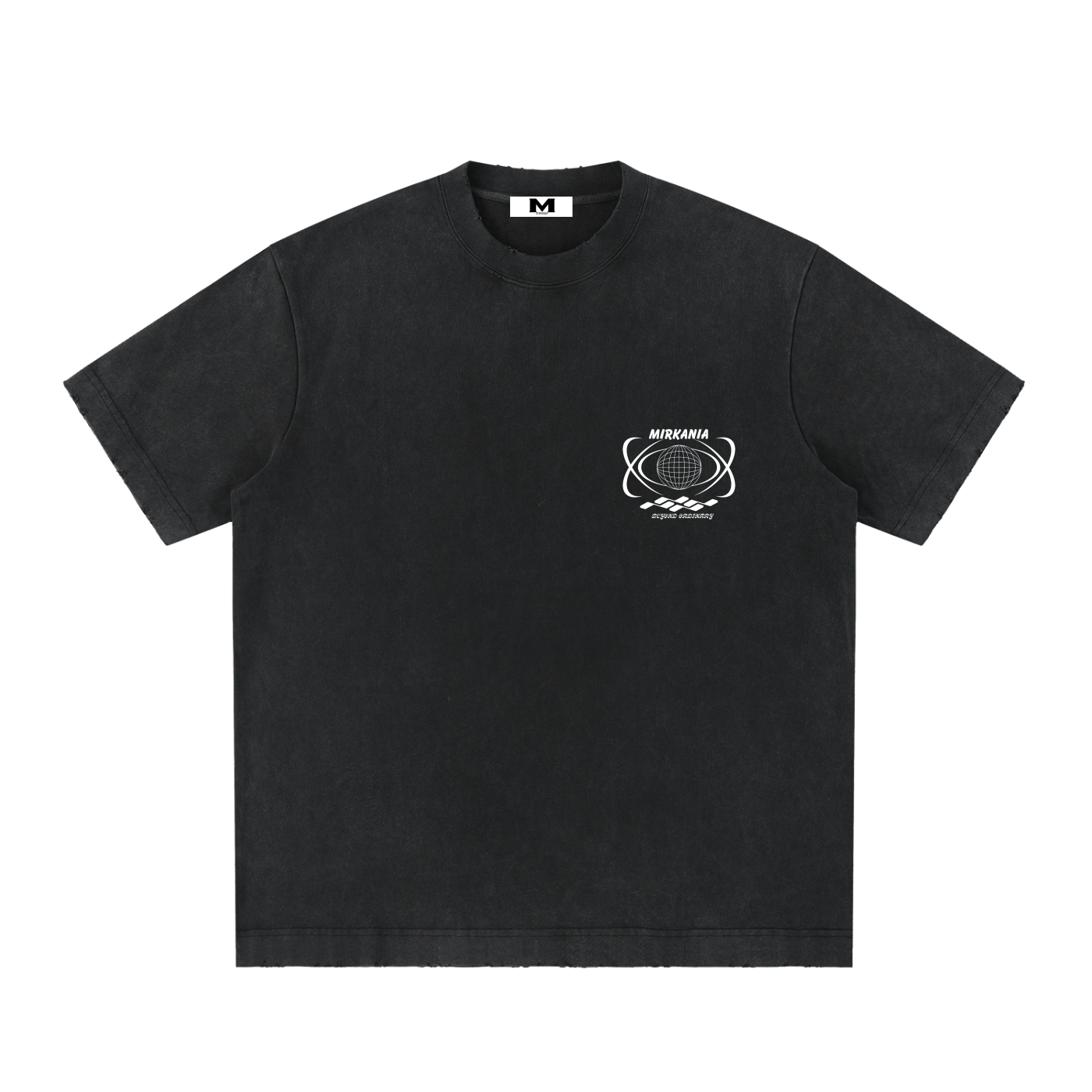 ODMPOD heavyweight vintage washed frayed t-shirt showing distressed fabric and casual fit with a worn-in style.