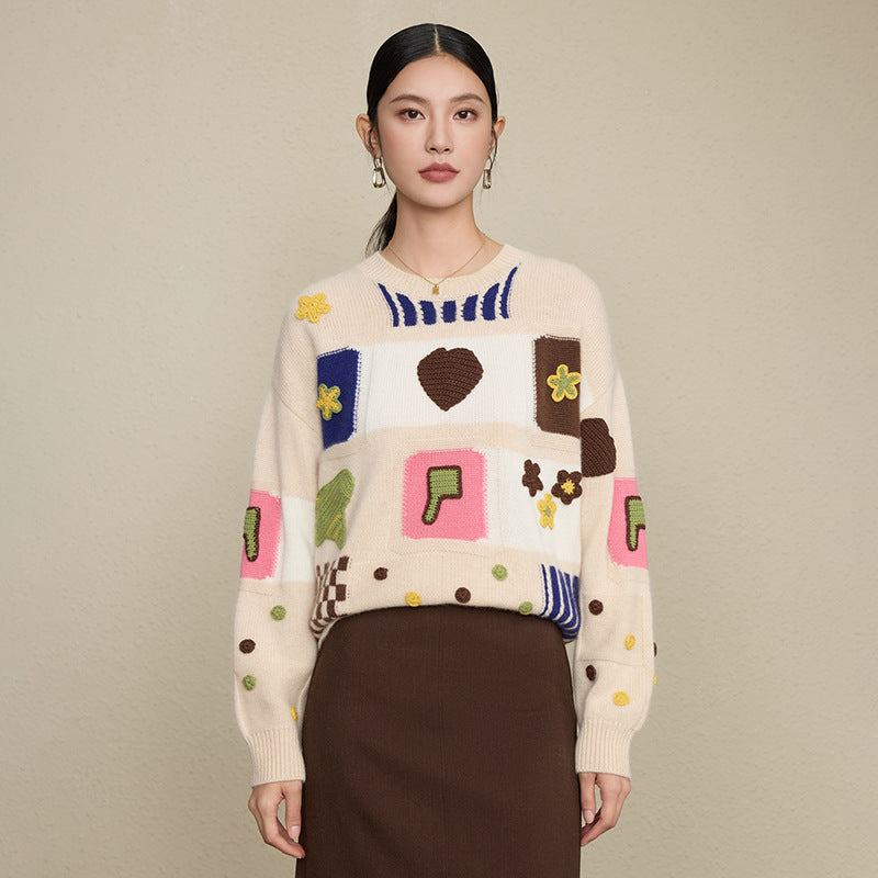Loose color blocked sweater