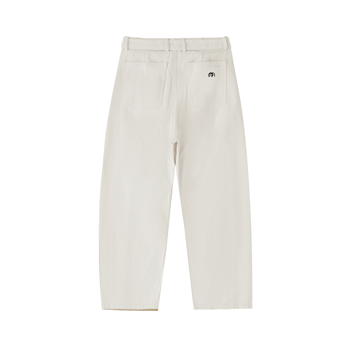 Twisted-Seam Belted Curved-Blade Pants