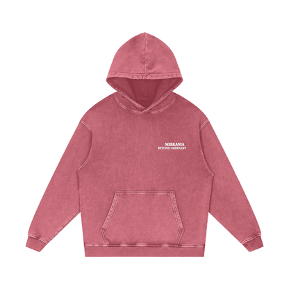 ODMPOD snow washed loose cotton hoodie, soft fabric with a relaxed fit, featuring a hood and casual style.