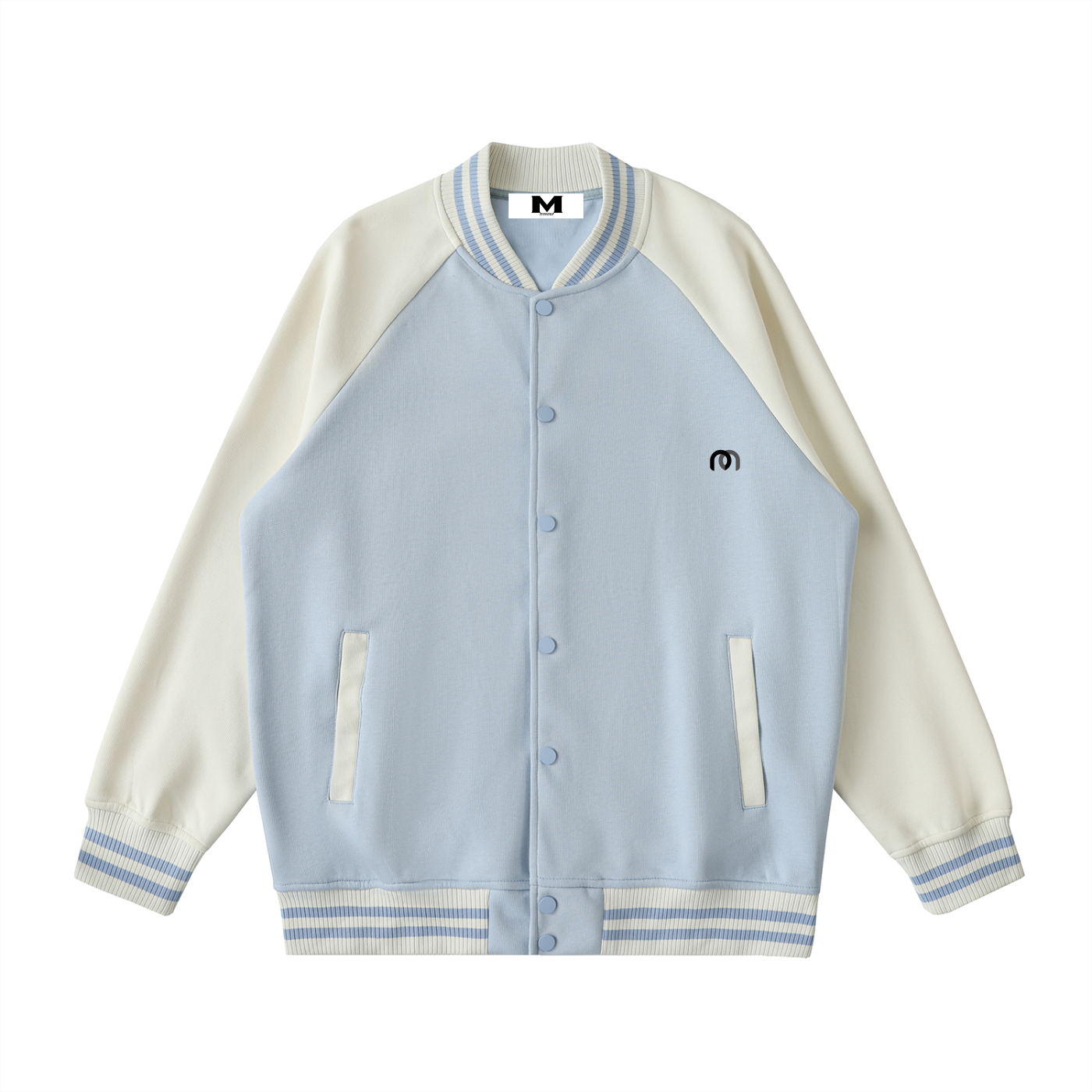 Two Tone Raglan Sleeve Varsity Jacket