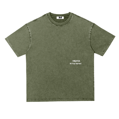 ODMPOD snow washed heavyweight oversized T-shirt in neutral color, relaxed fit and soft fabric for casual wear.