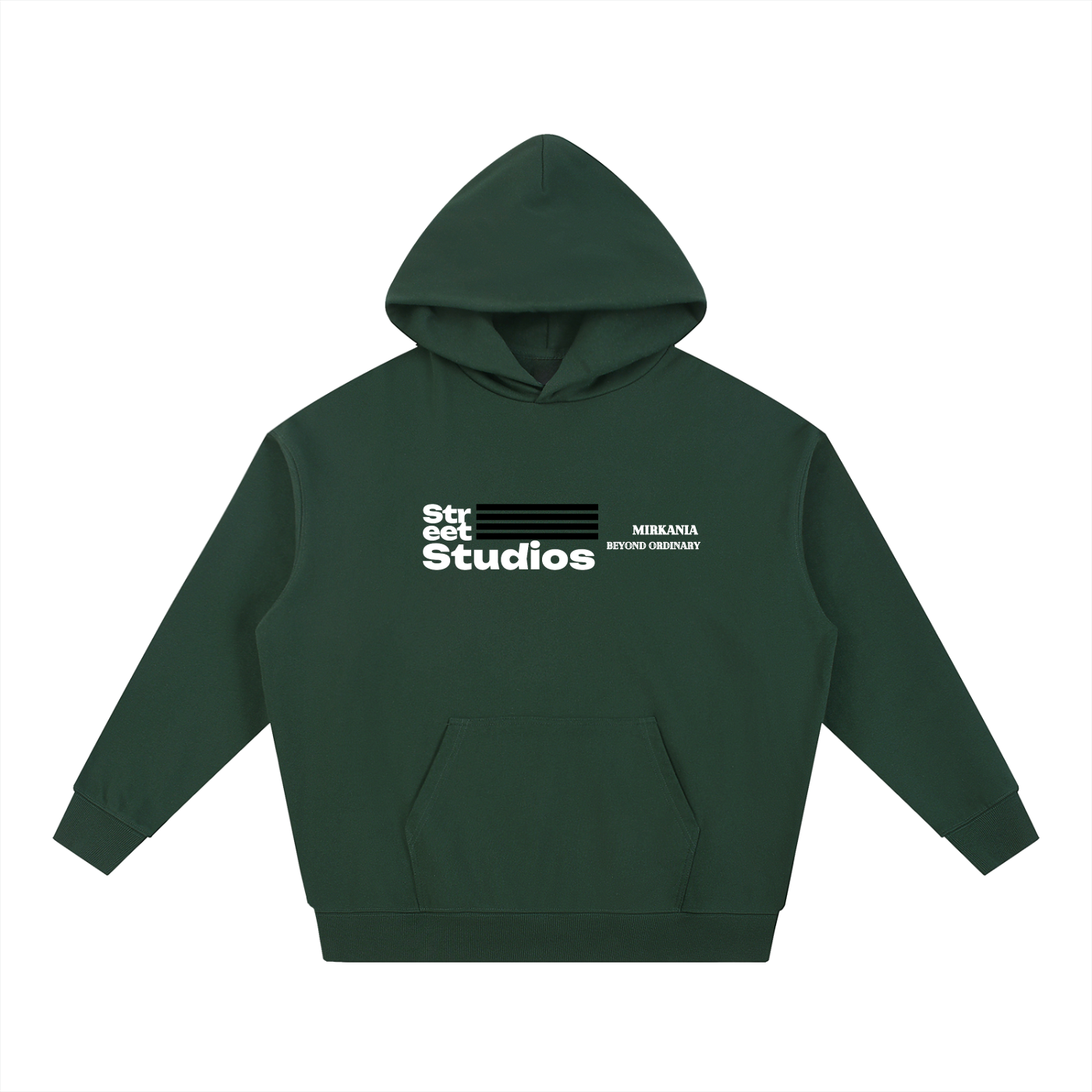 Essential heavyweight hoodie from ODMPOD, showing a cozy, thick fabric hoodie with a front pocket and drawstrings.