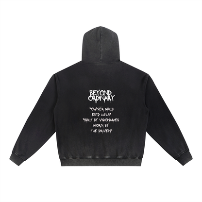 Vintage washed gradient fleece hoodie by ODMPOD featuring a soft, faded fabric in a stylish gradient design.