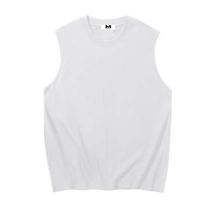 Men's sleeveless cotton tank top by ODMPOD, shown in a relaxed fit with a round neckline and sleeveless design.