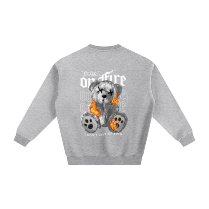 ODMPOD fleeced sweatshirt showing soft, cozy fabric with a relaxed fit and classic crewneck design.
