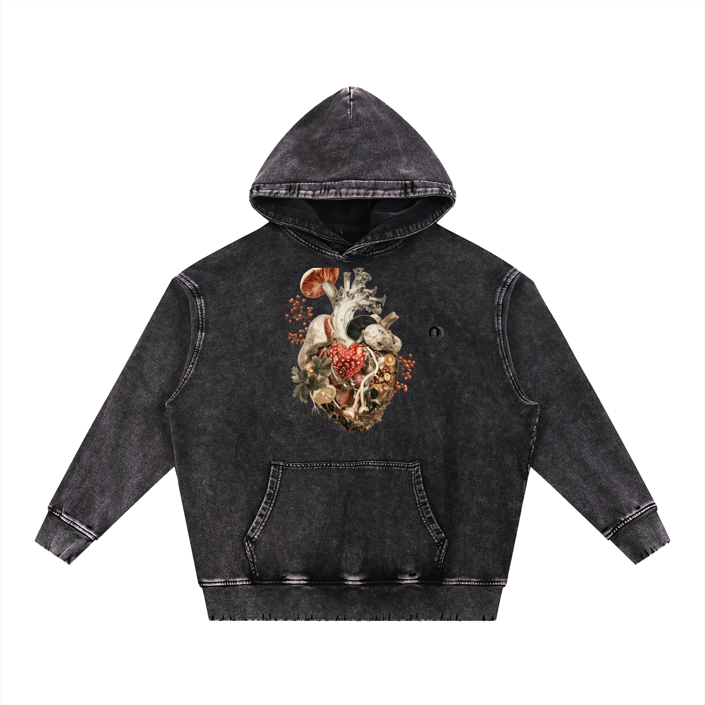 Snow Wash Hand-Frayed Heavyweight  Hoodie