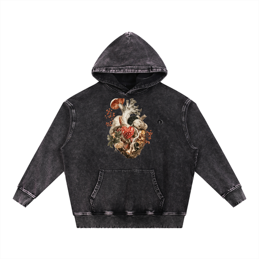 Snow Wash Hand-Frayed Heavyweight  Hoodie