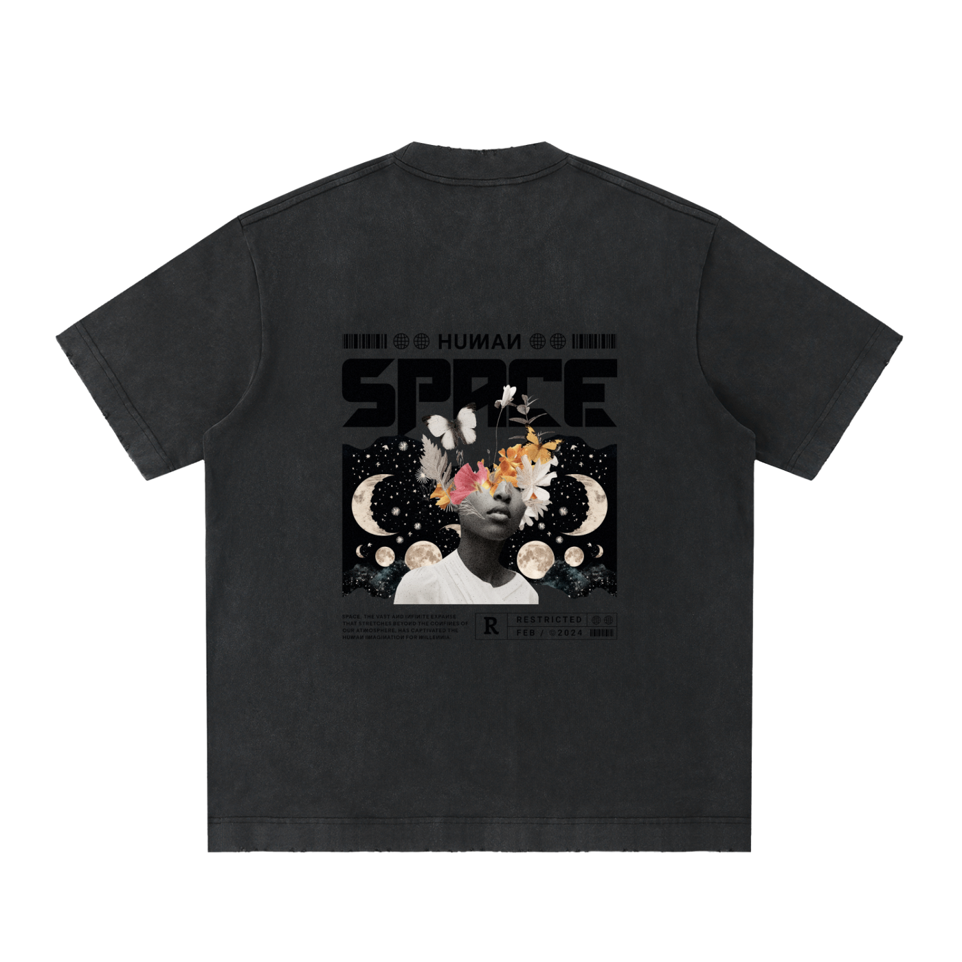 ODMPOD heavyweight vintage washed frayed t-shirt featuring a relaxed fit and distressed edges, casual style for everyday wear.