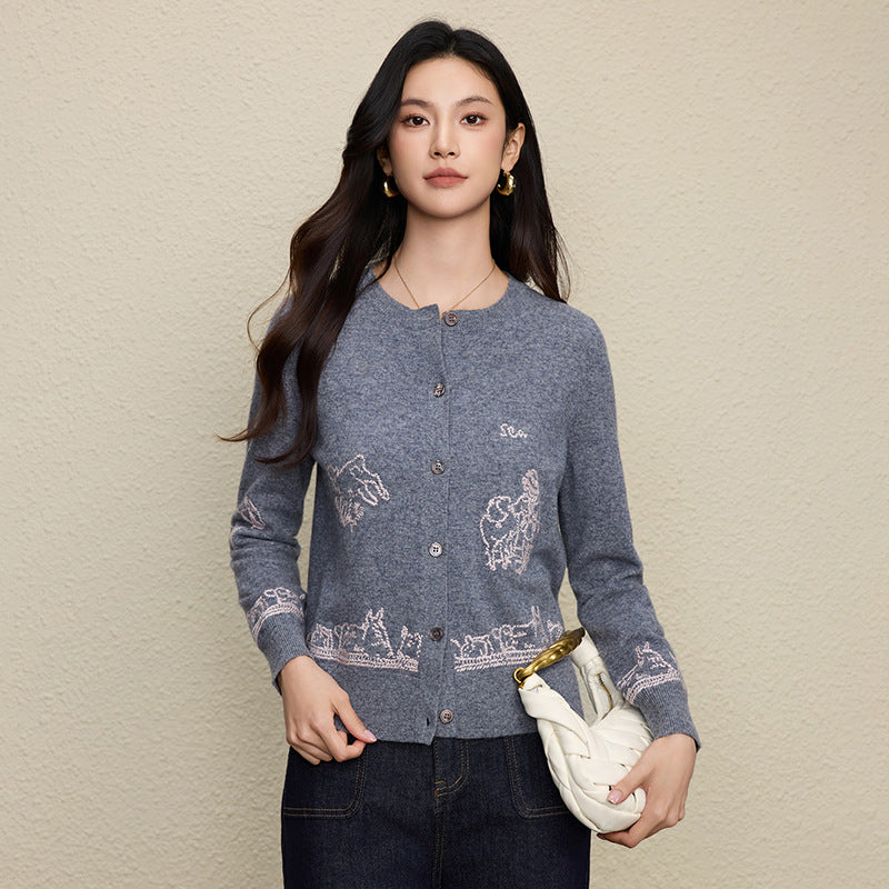 Embroidered cardigan sweater