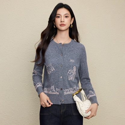 Embroidered cardigan sweater