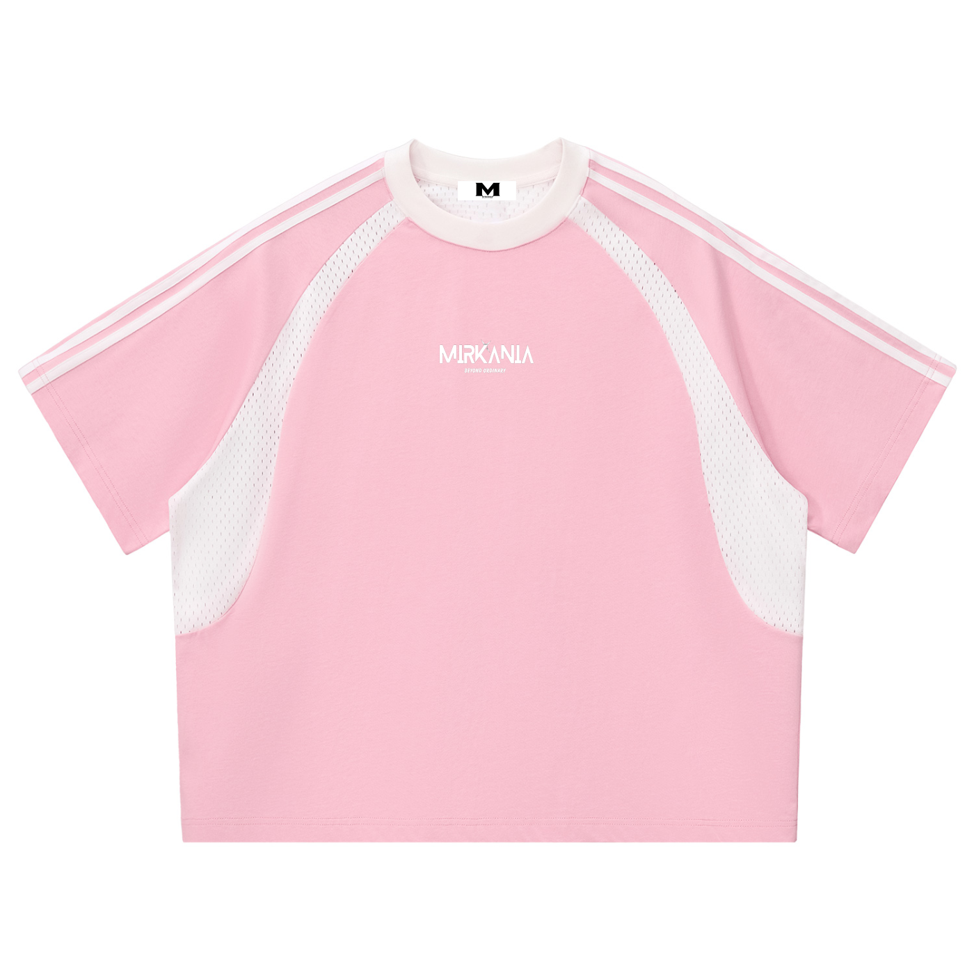 Contrast Stripes Panel Mesh T-shirt