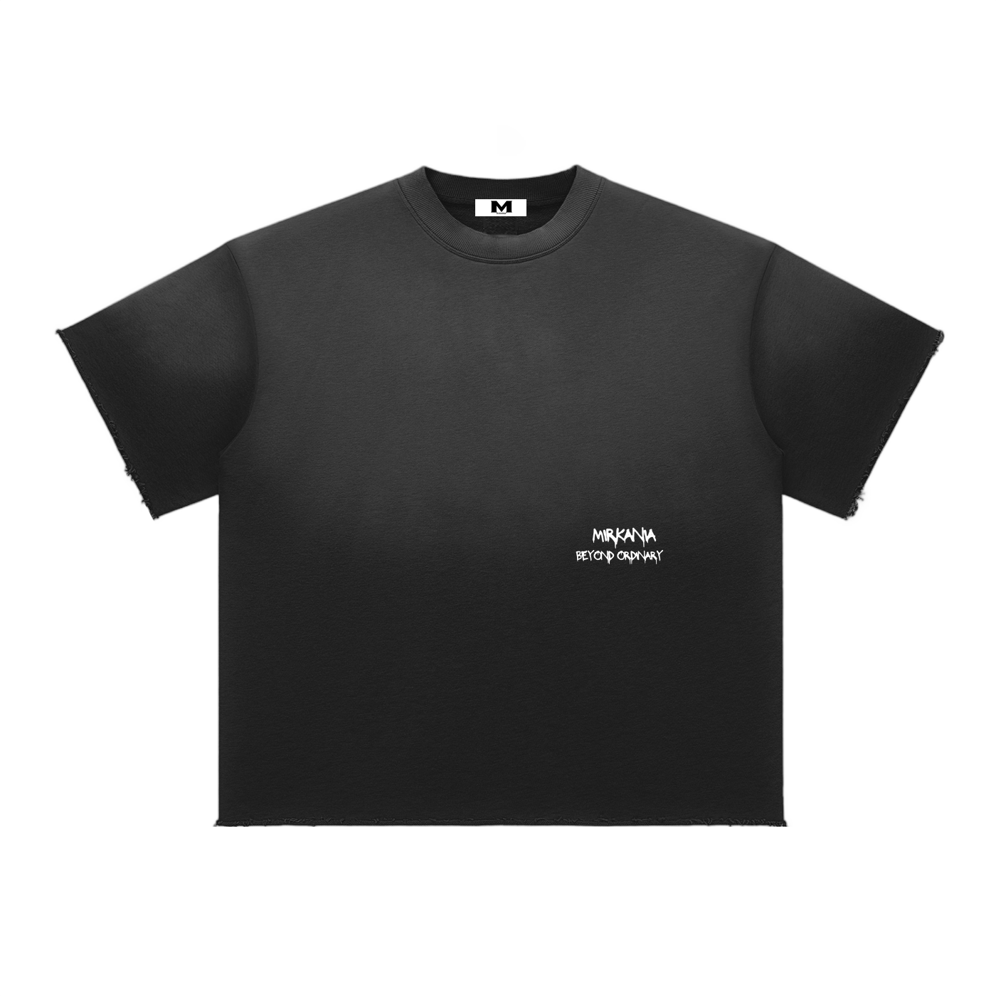 ODMPOD Sun Fade Raw Edge T-Shirt featuring a distressed, sun-faded design and raw hem, casual and stylish men's t-shirt.