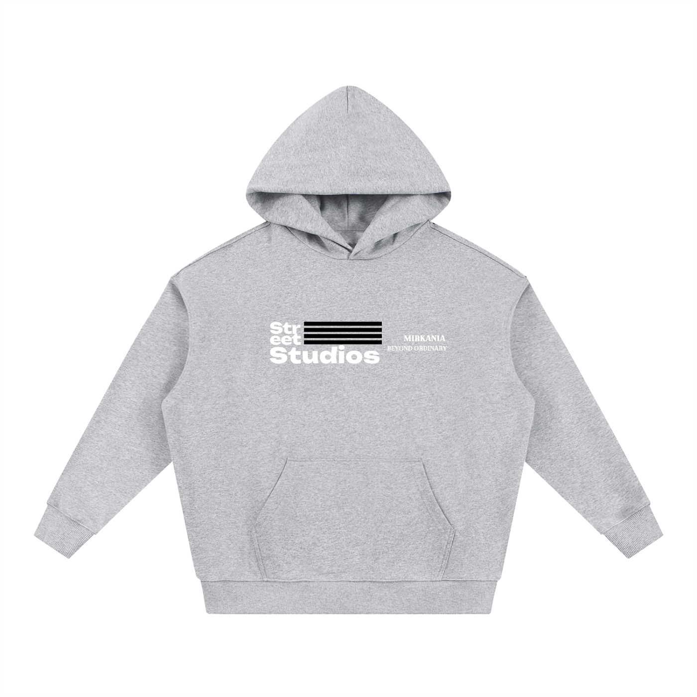 ODMPOD Essential Heavyweight Hoodie in gray, soft fabric with front pocket and hood, casual streetwear style.