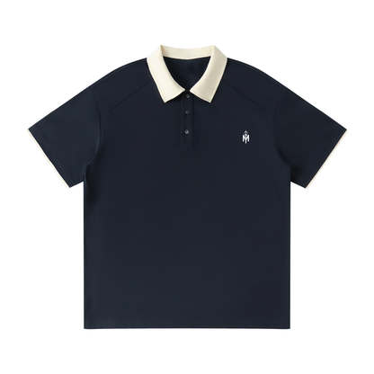 Contrast Collar Raglan Polo Shirt