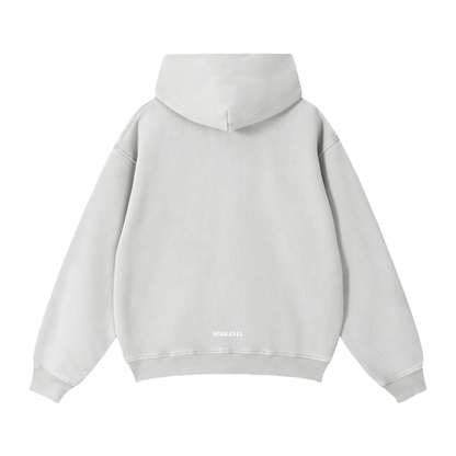 ODMPOD Zip-Through Boxy Fleece Hoodie in black, featuring a front zipper, long sleeves, and a relaxed fit, casual and warm.