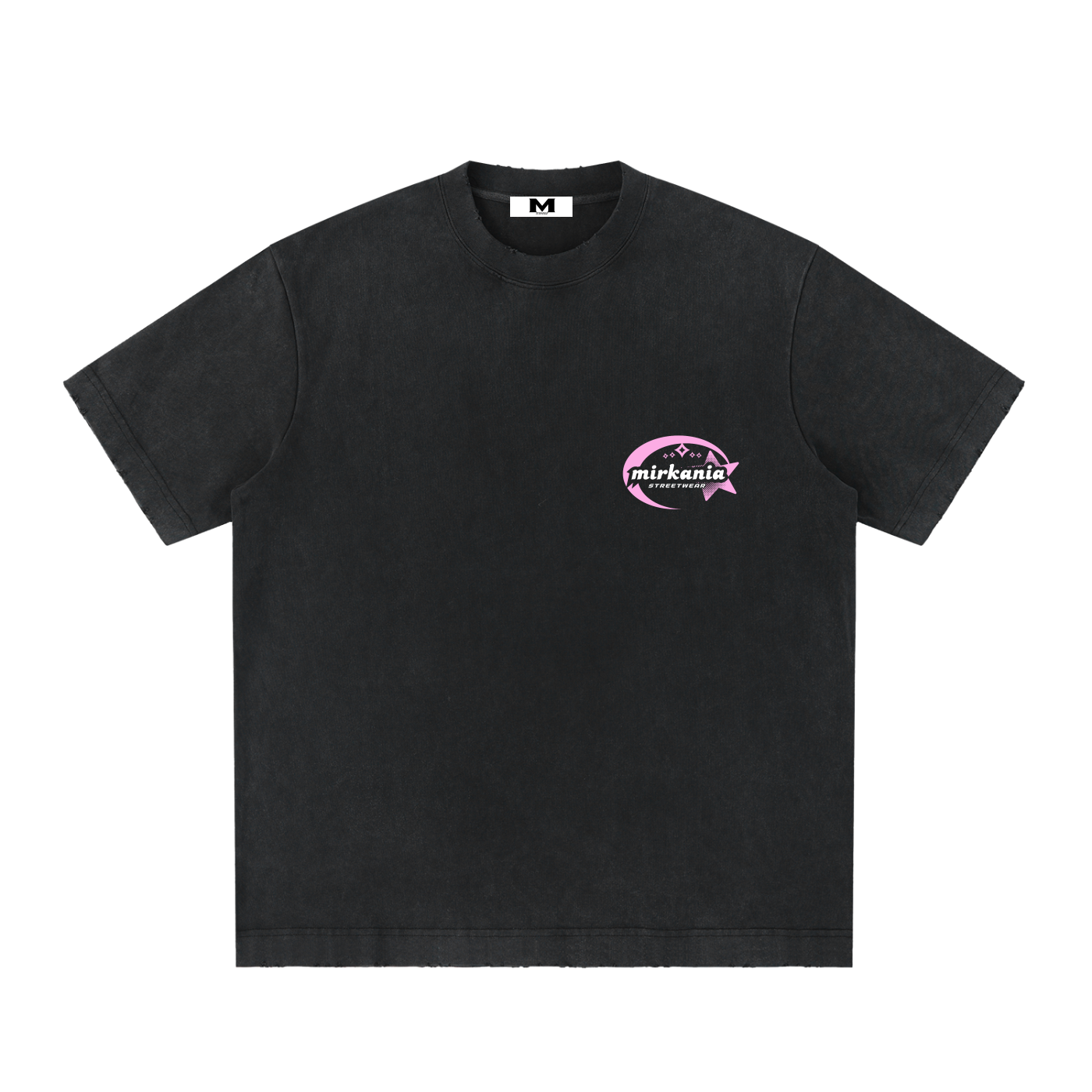 Vintage washed heavyweight ODMPOD frayed T-shirt with distressed edges and relaxed fit, showcasing a casual, worn-in style.