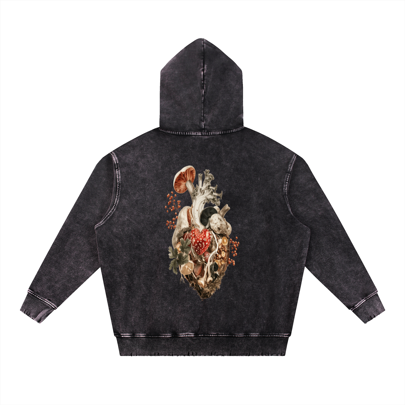 Snow Wash Hand-Frayed Heavyweight  Hoodie
