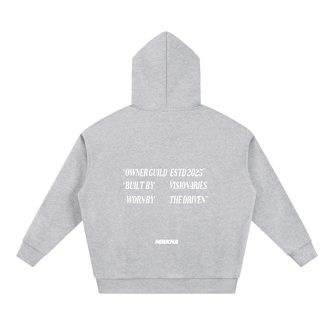 ODMPOD Essential Heavyweight Hoodie in gray, showcasing a cozy, thick fabric hoodie with front pocket and drawstring hood.