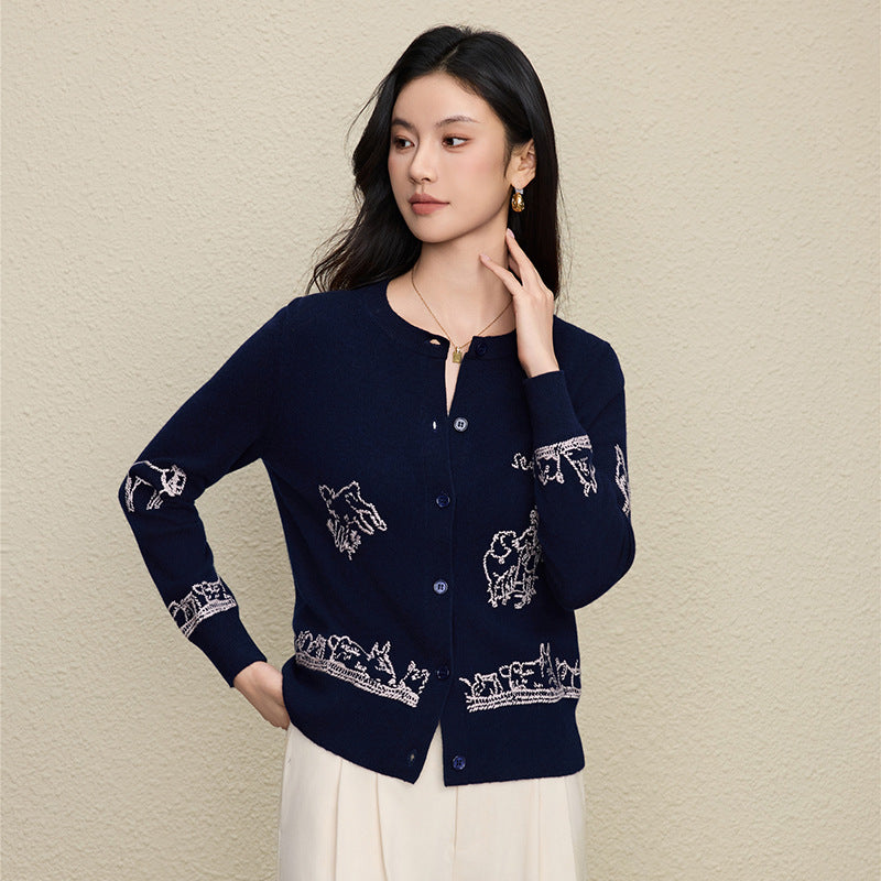 Embroidered cardigan sweater