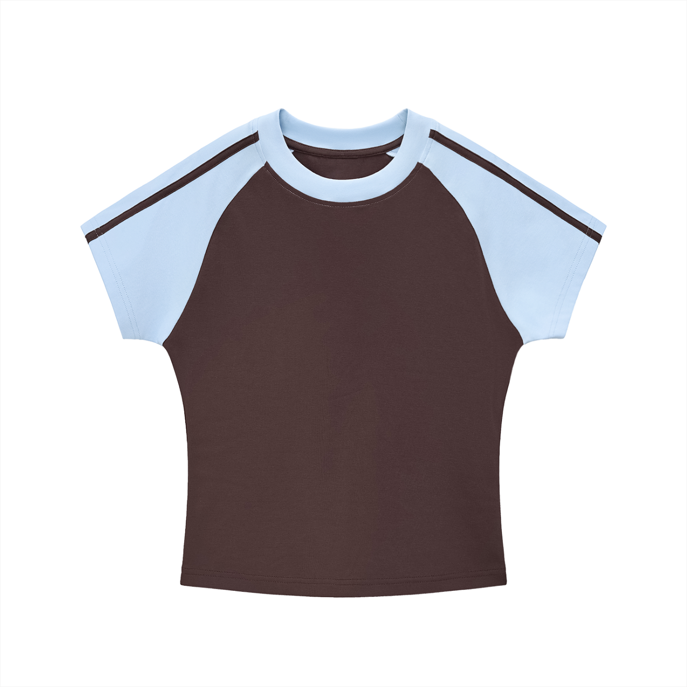 ODMPOD contrast stripes bodycon raglan sleeve t-shirt with fitted design and bold stripe pattern, casual and stylish women's top.