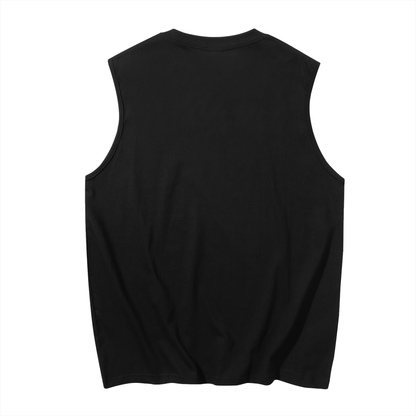 Men's sleeveless cotton tank top by ODMPOD, shown in white with a relaxed fit and round neckline.
