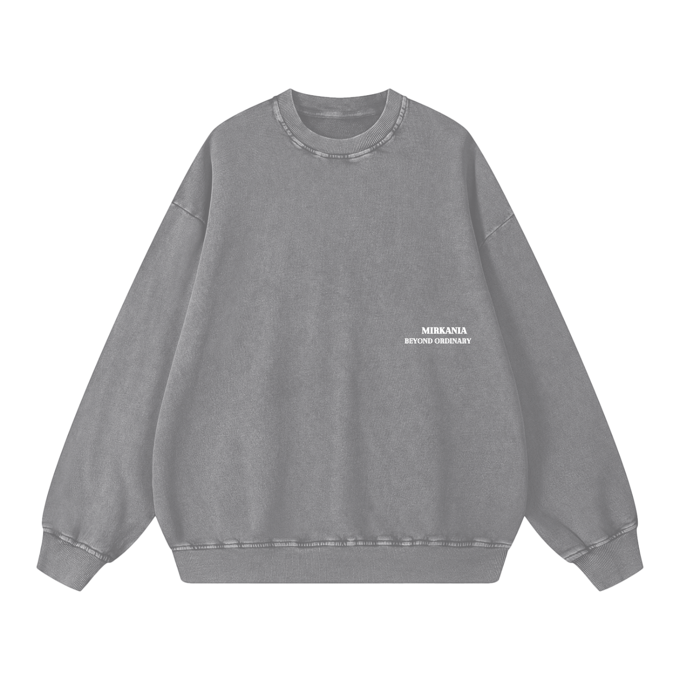ODMPOD Snow Washed Oversized Sweatshirt displayed on a hanger, showing soft fabric and relaxed fit in a neutral color.