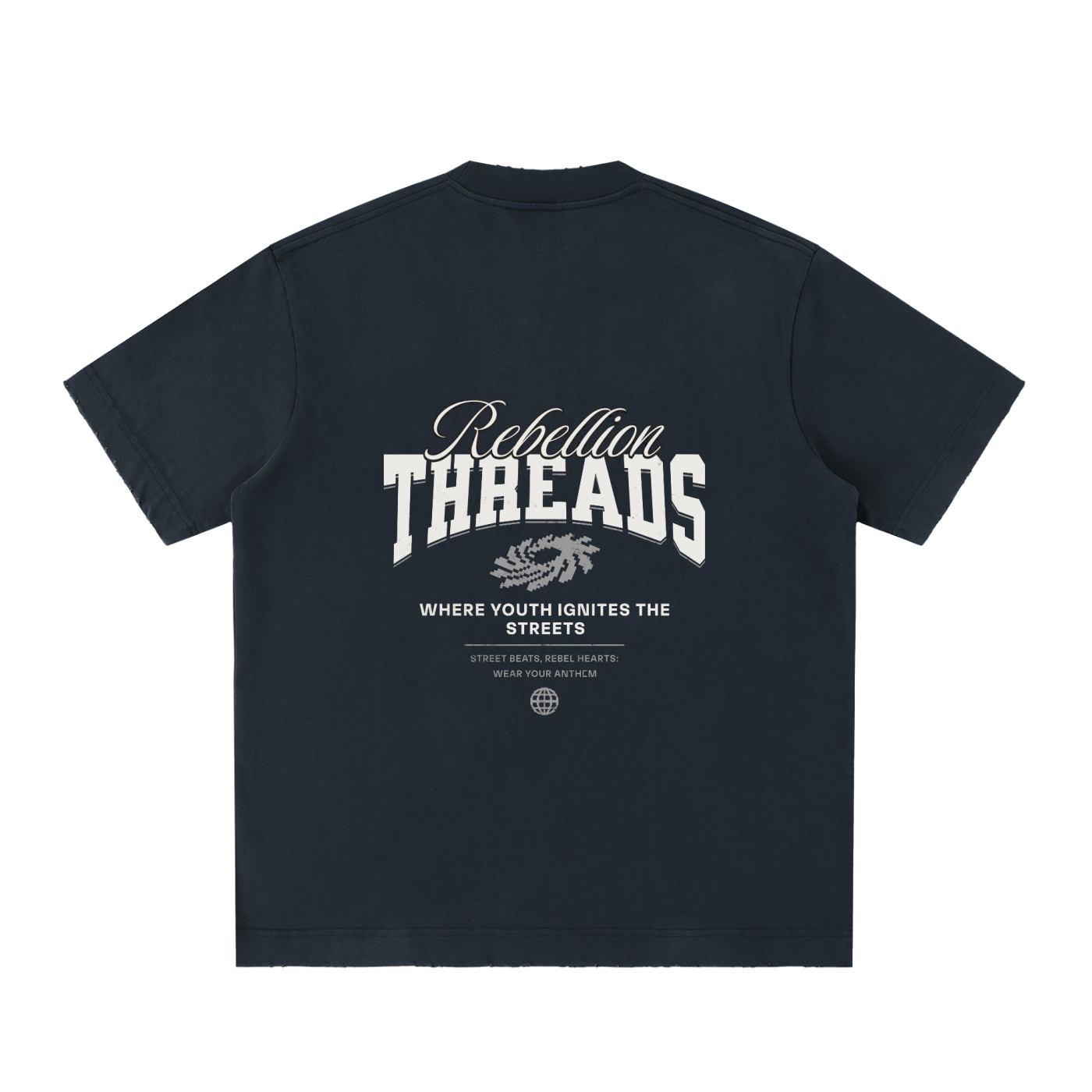 ODMPOD heavyweight vintage washed frayed t-shirt with distressed edges and relaxed fit, showcasing a worn-in, casual style.