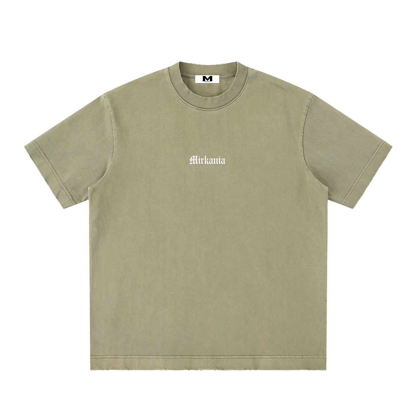 ODMPOD heavyweight vintage washed frayed t-shirt, casual style with distressed edges and soft fabric, front view.
