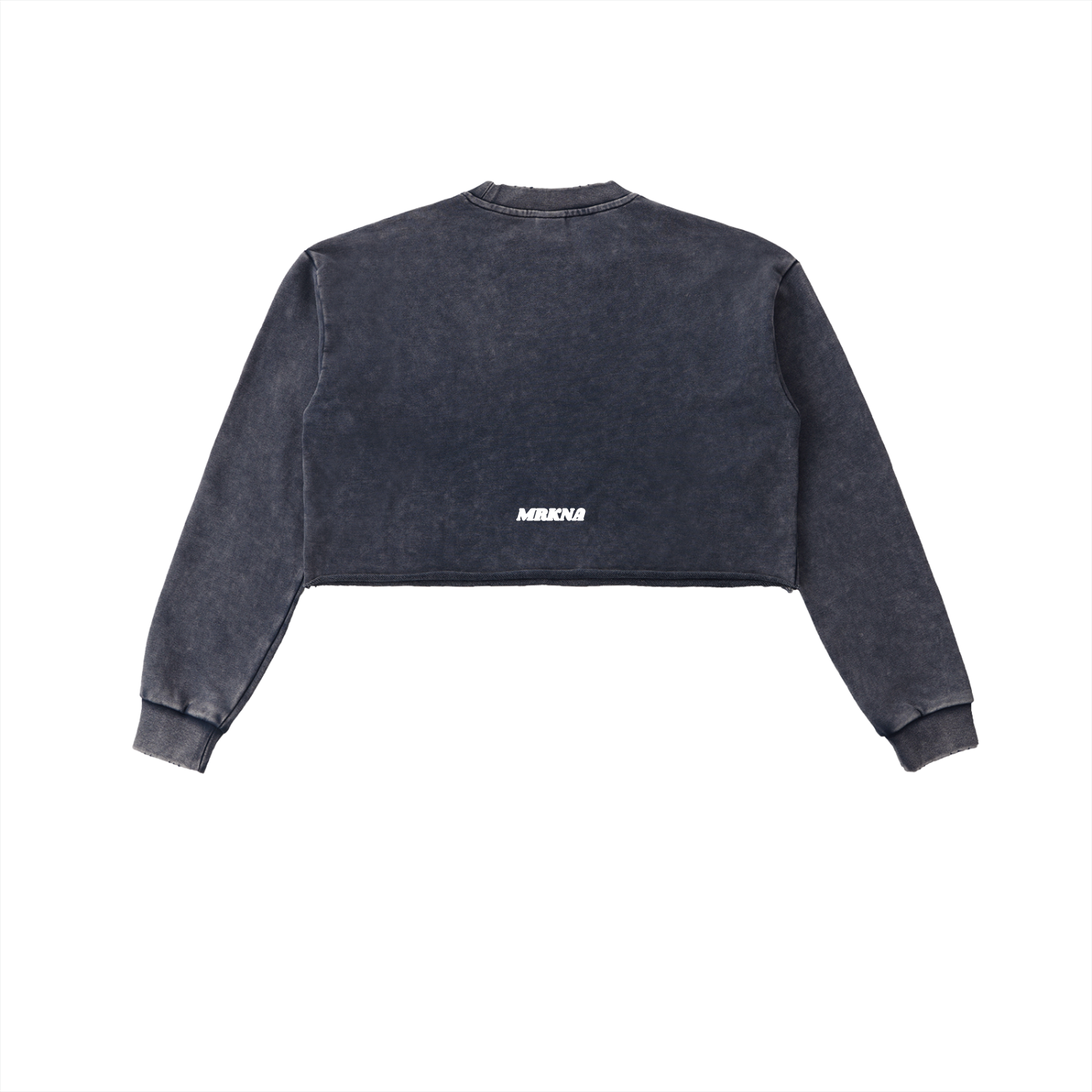 Snow Washed Raw Edge Cropped Sweatshirt by ODMPOD, featuring a relaxed fit, distressed raw edges, and a soft washed fabric appearance.