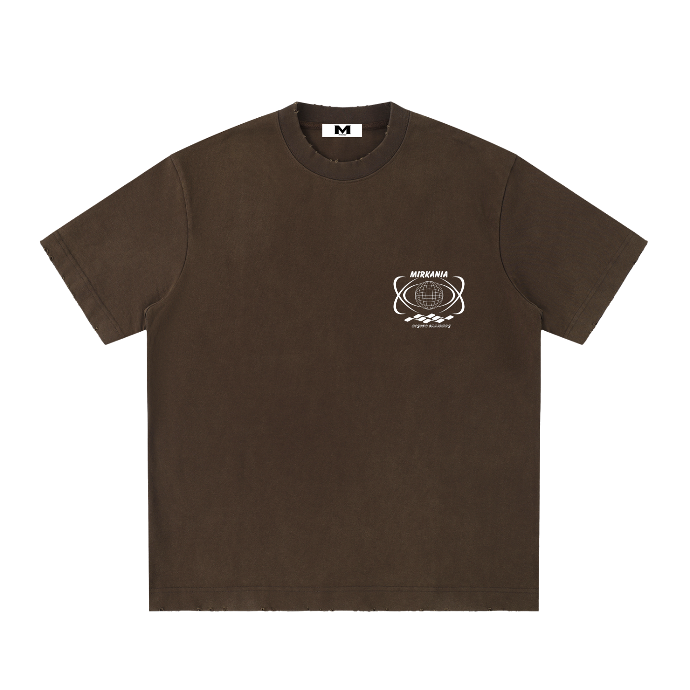 Vintage washed heavyweight t-shirt by ODMPOD featuring frayed edges and a relaxed fit, shown in a casual style.