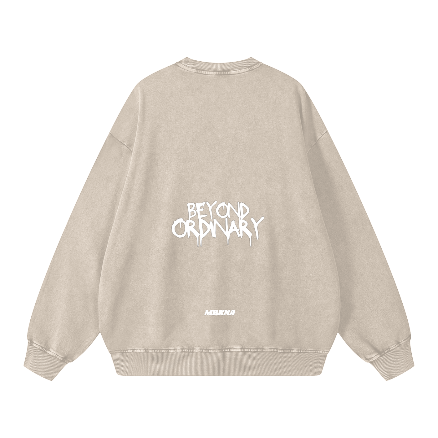 ODMPOD Snow Washed Oversized Sweatshirt in soft fabric, featuring a relaxed fit and subtle snow-washed texture, ideal for casual wear.