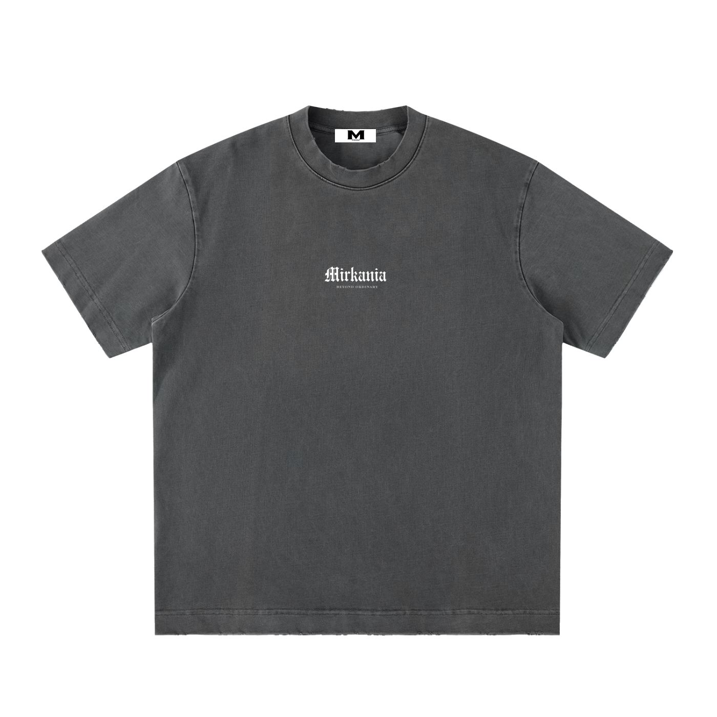 ODMPOD heavyweight vintage washed frayed T-shirt showing distressed fabric and casual fit on a plain background.