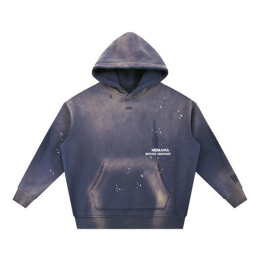 Vintage Washed Frayed Fleece Hoodie