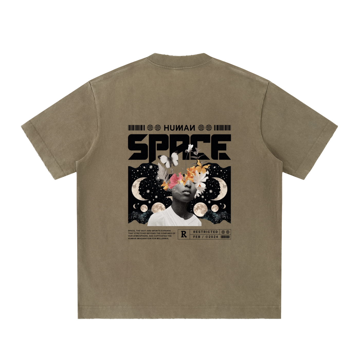 ODMPOD heavyweight vintage washed frayed T-shirt with distressed edges and soft fabric, casual style for everyday wear.