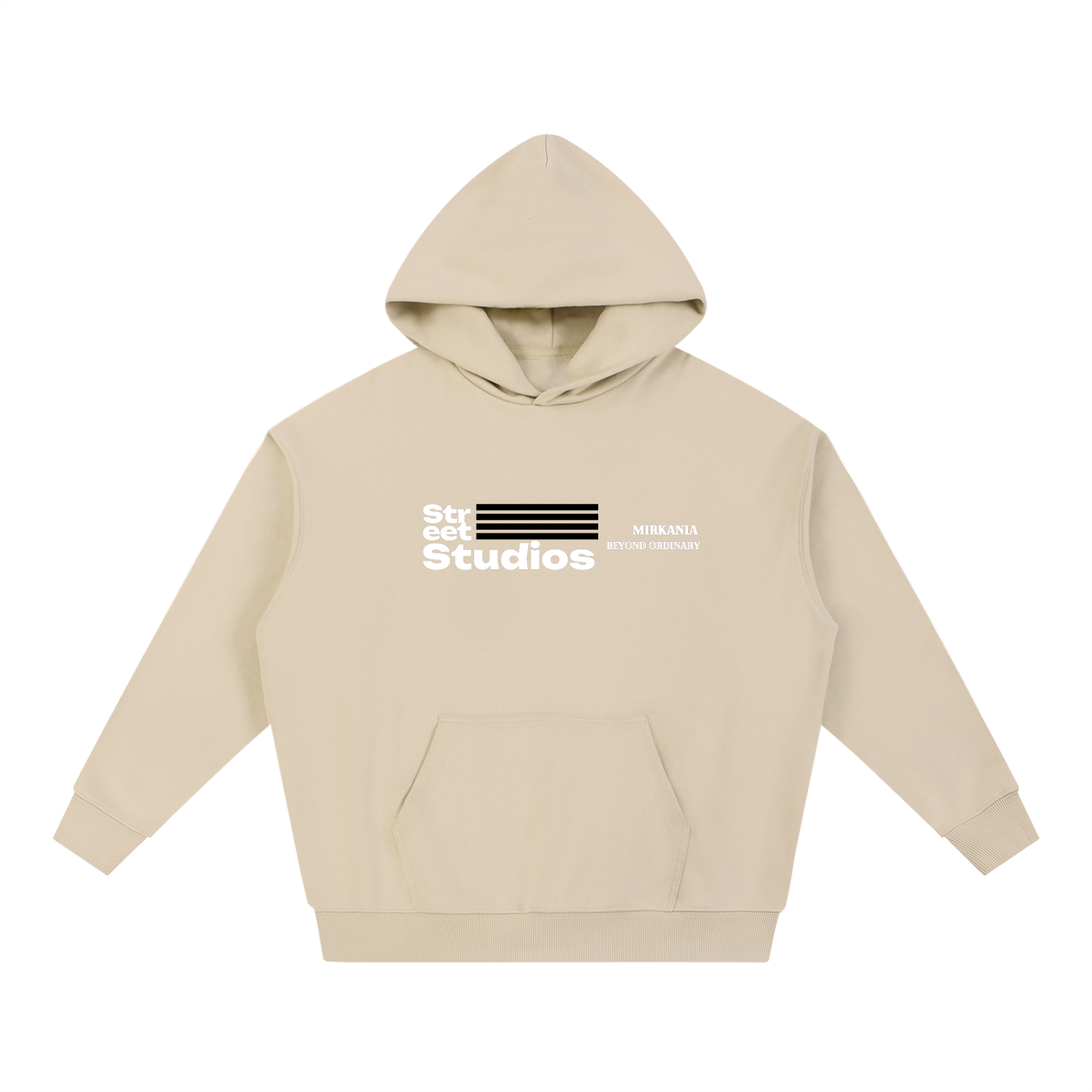 ODMPOD Essential Heavyweight Hoodie in black, showcasing a comfortable, thick fabric hoodie with front pocket and drawstrings.