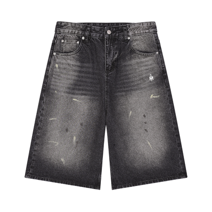 Men’s Vintage Wash Wide Leg Denim Shorts