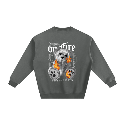 ODMPOD fleeced sweatshirt showing a cozy, soft fleece interior and casual fit in a neutral color.