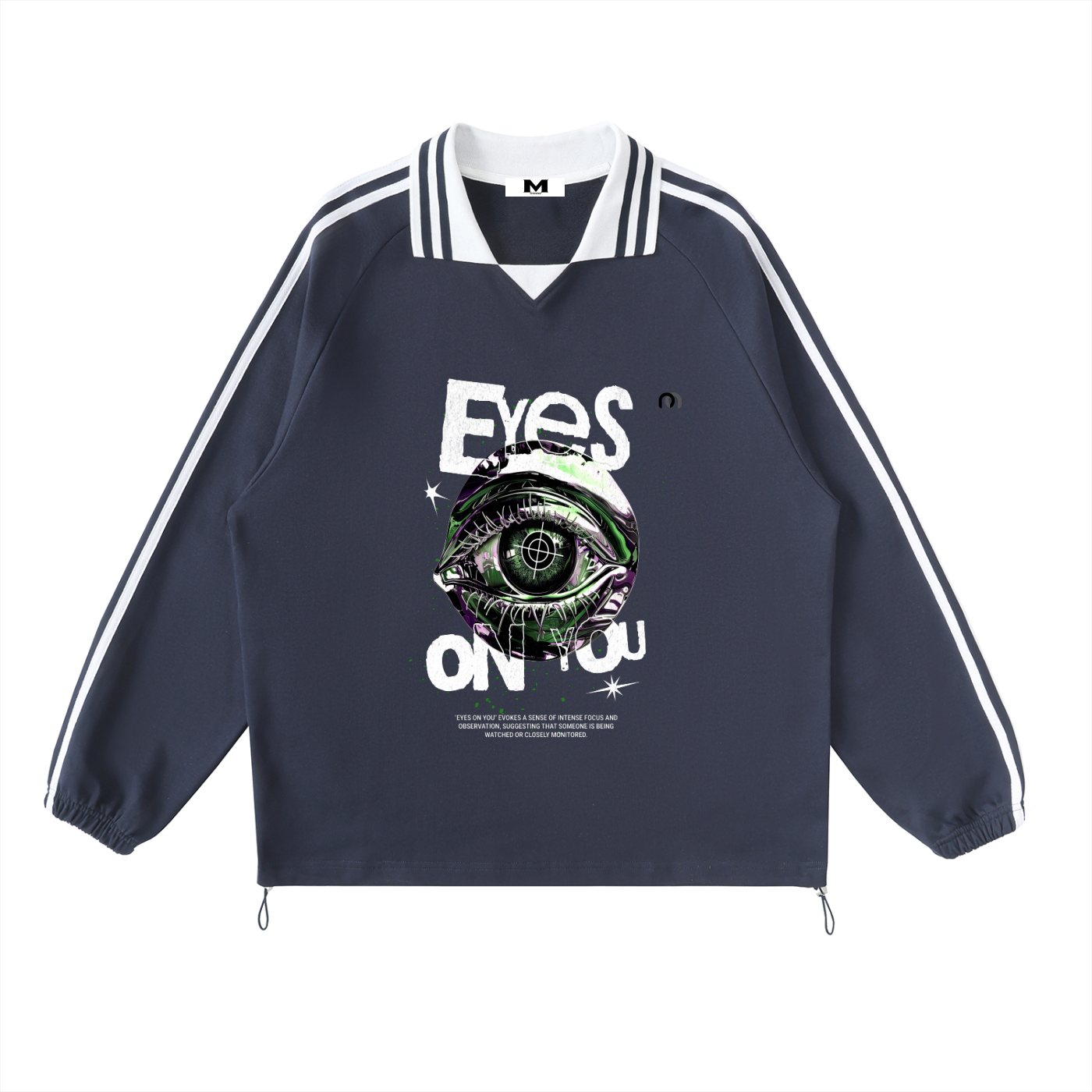 Contrast Striped Lapel Collar Sweatshirt