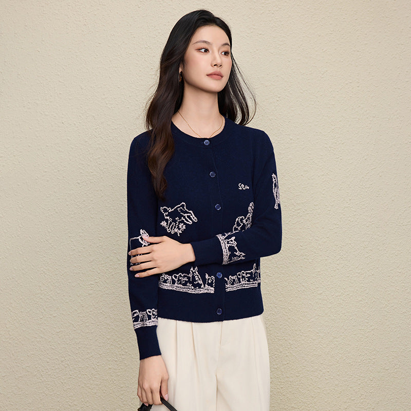 Embroidered cardigan sweater