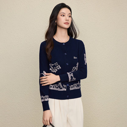 Embroidered cardigan sweater