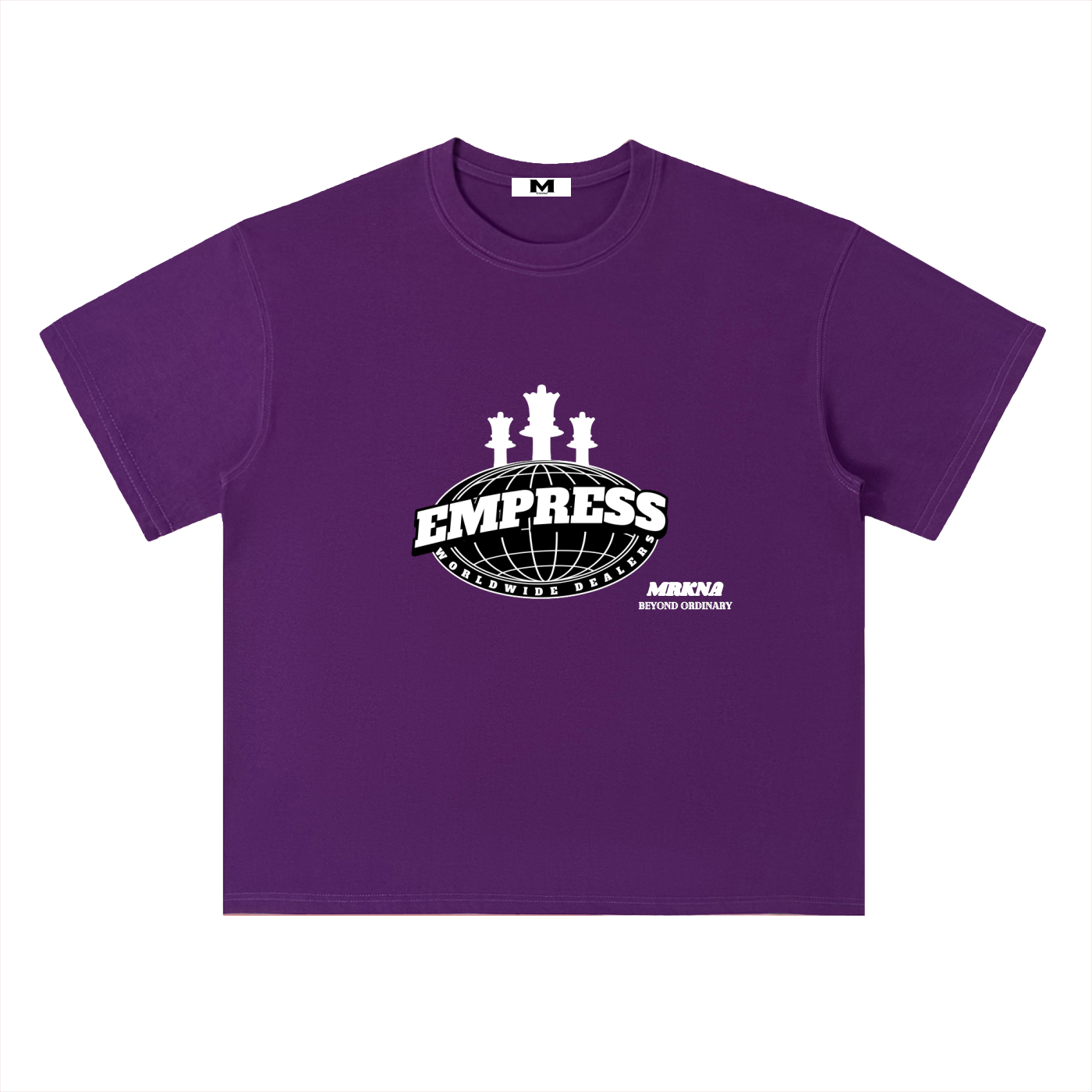 ODMPOD heavyweight drop shoulder cotton t-shirt, front view showing relaxed fit and dropped shoulder design.