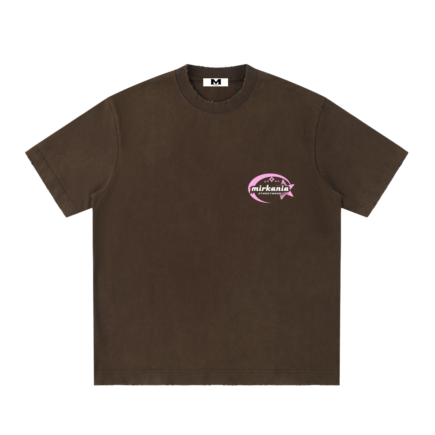 Vintage washed heavyweight T-shirt from ODMPOD with frayed edges, showcasing a relaxed fit and distressed denim-inspired style.