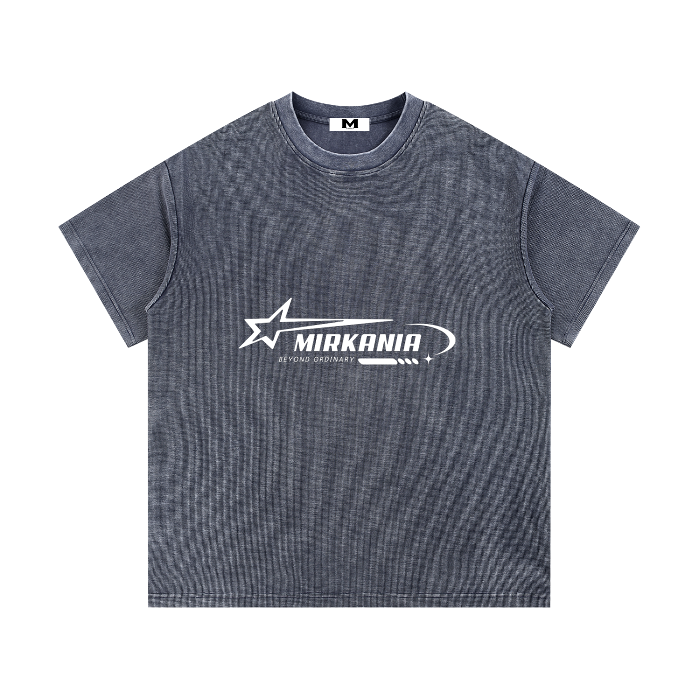 ODMPOD mineral wash waffle knit t-shirt showing soft, textured fabric with a relaxed fit and subtle color variation.