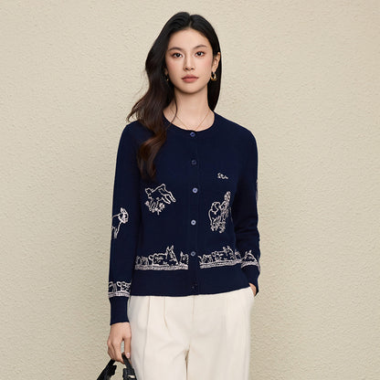 Embroidered cardigan sweater