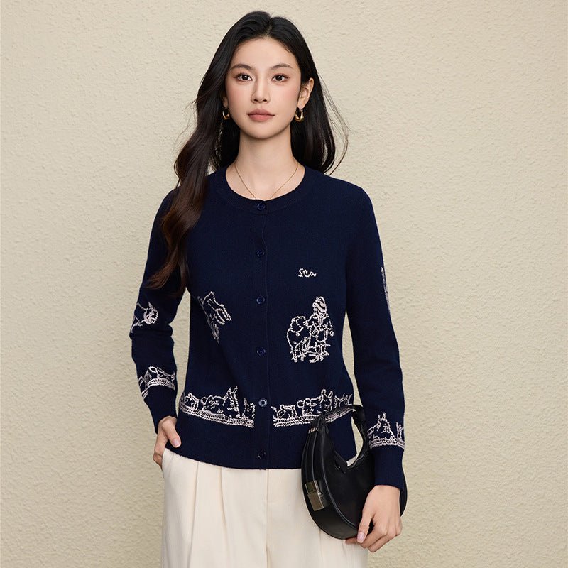 Embroidered cardigan sweater