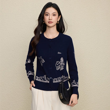 Embroidered cardigan sweater