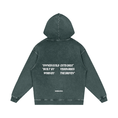 Snow Washed Loose Cotton Hoodie by ODMPOD, showing a soft, relaxed fit hoodie with snow-washed cotton fabric and a front pocket.