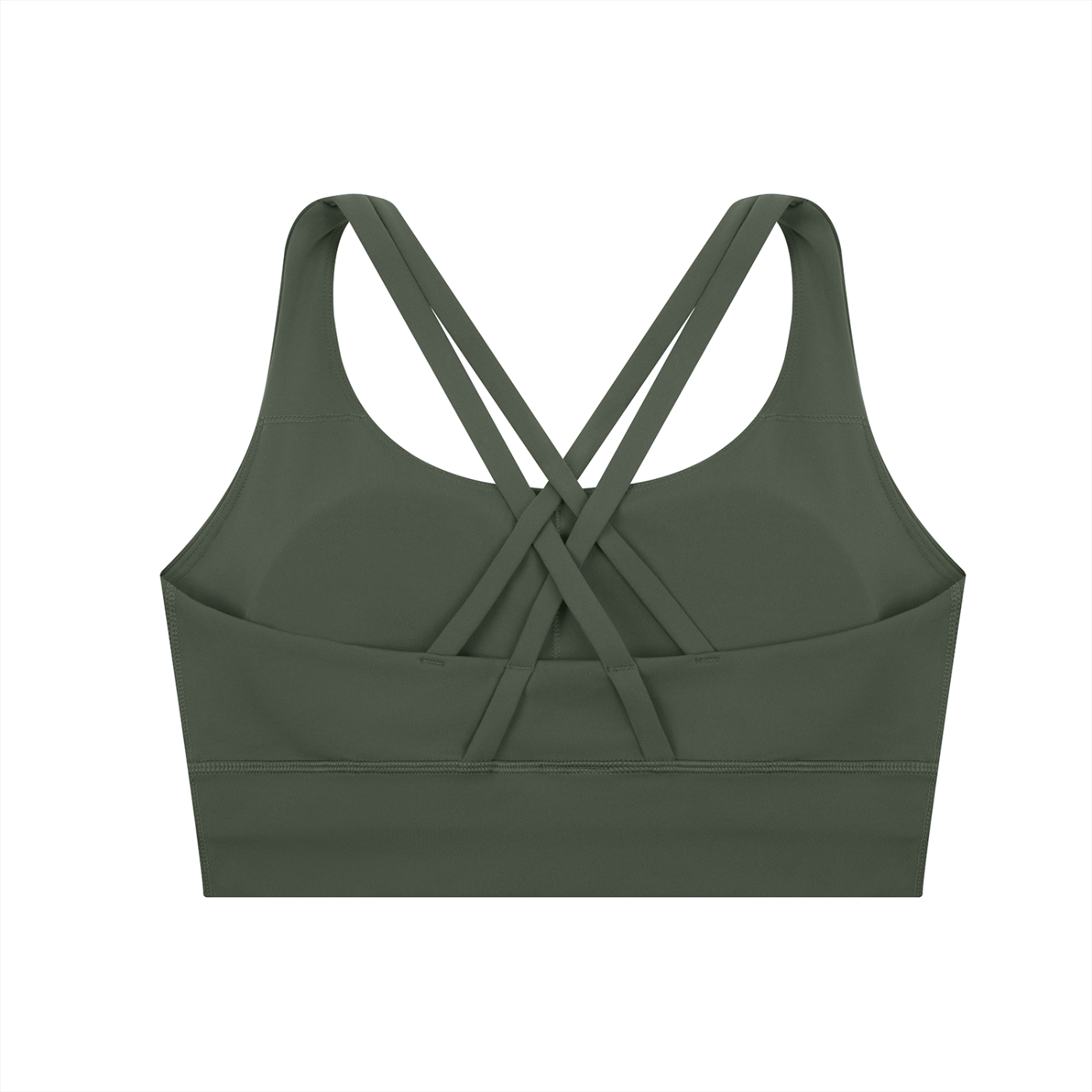 ODMPOD strappy criss-cross sports bra with sleek design and supportive fit, shown on a neutral background.