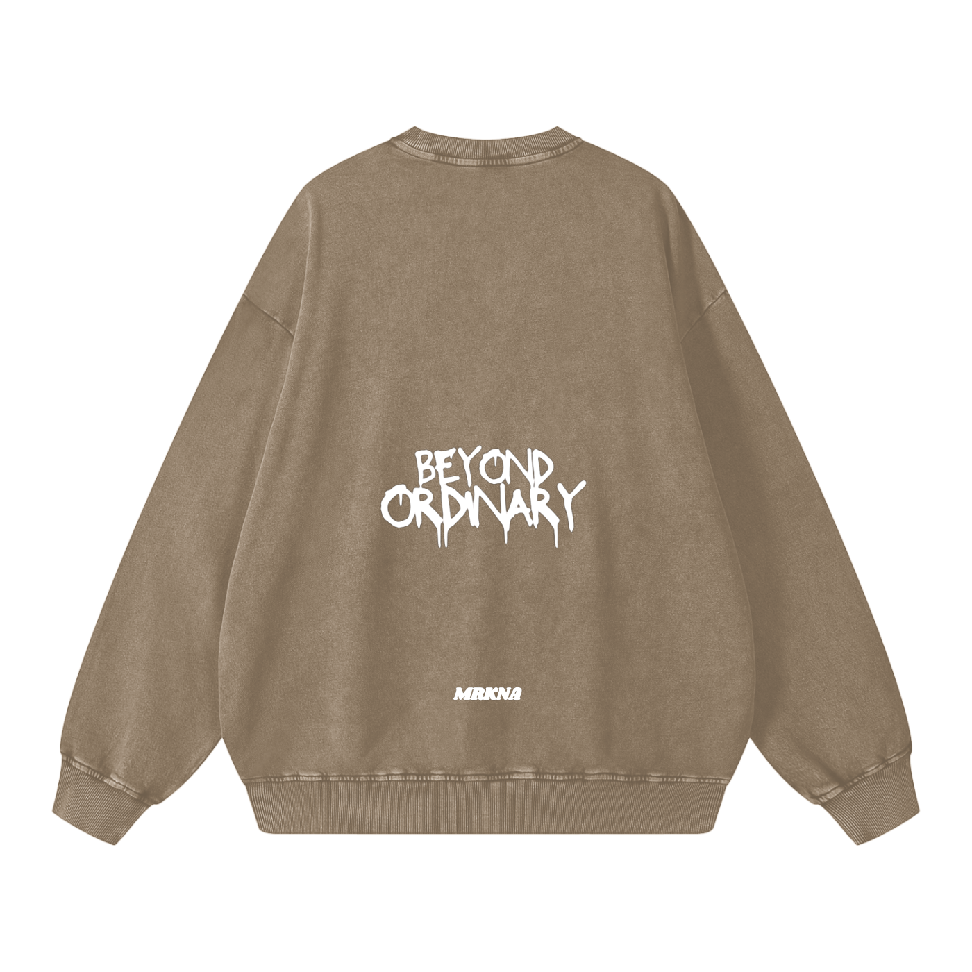 ODMPOD snow washed oversized sweatshirt showing a cozy, relaxed fit with soft fabric and subtle color variation.